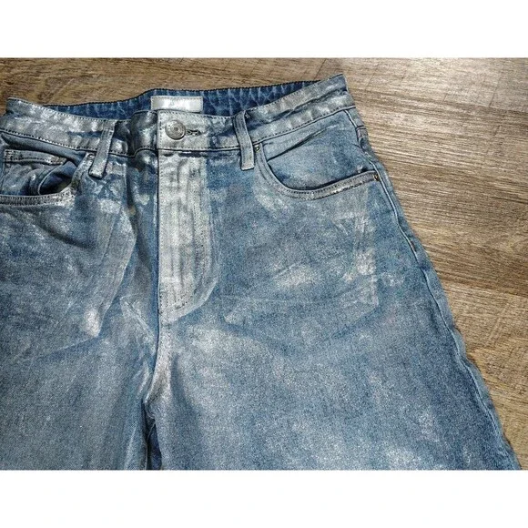 Kut From the Kloth Ashley Slouchy Barrel Jeans Womens Size 2 High Rise Metallic - Picture 5 of 11